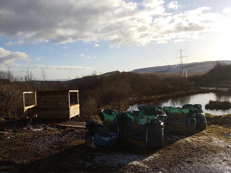 Bird hide under construction