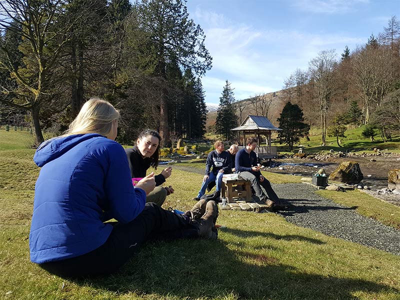 Volunteers enjoying a break